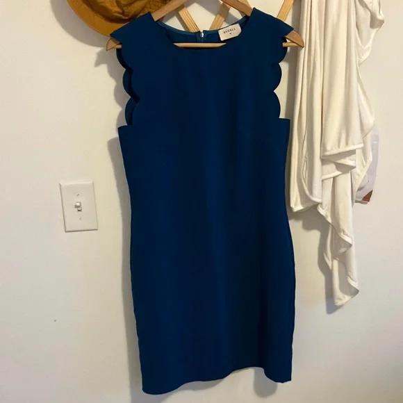 Everly | Dresses | Everly Scalloped Sleeve Dress In Blue | Poshmark